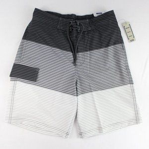 George E-Board Swim Trunks Men's Size S (28-30) Gray Black White Stripes UPF 50+